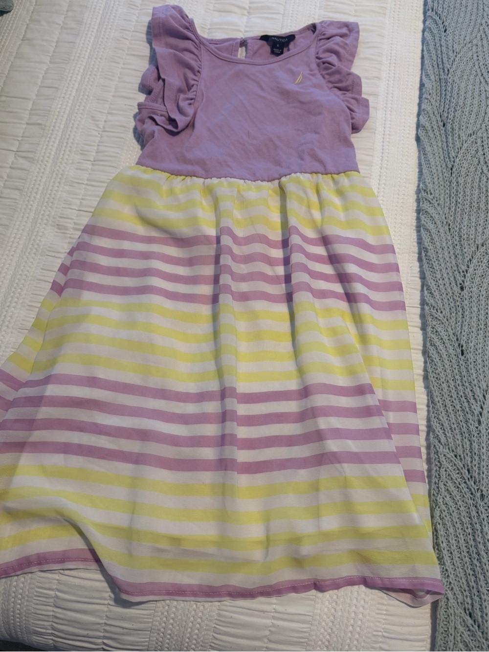 Nautica Lavender & Pale Yellow Striped Casual Sundress